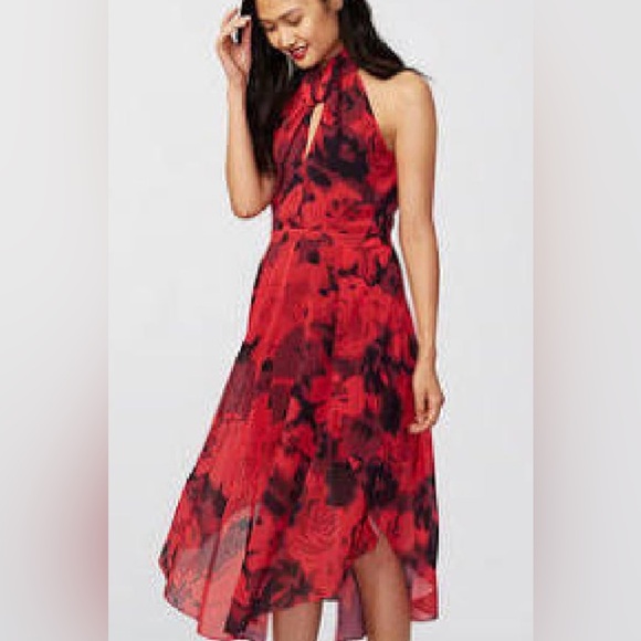 RACHEL Rachel Roy Dresses & Skirts - RACHEL Rachel Roy Red and Black One-Shoulder Floral Midi Dress